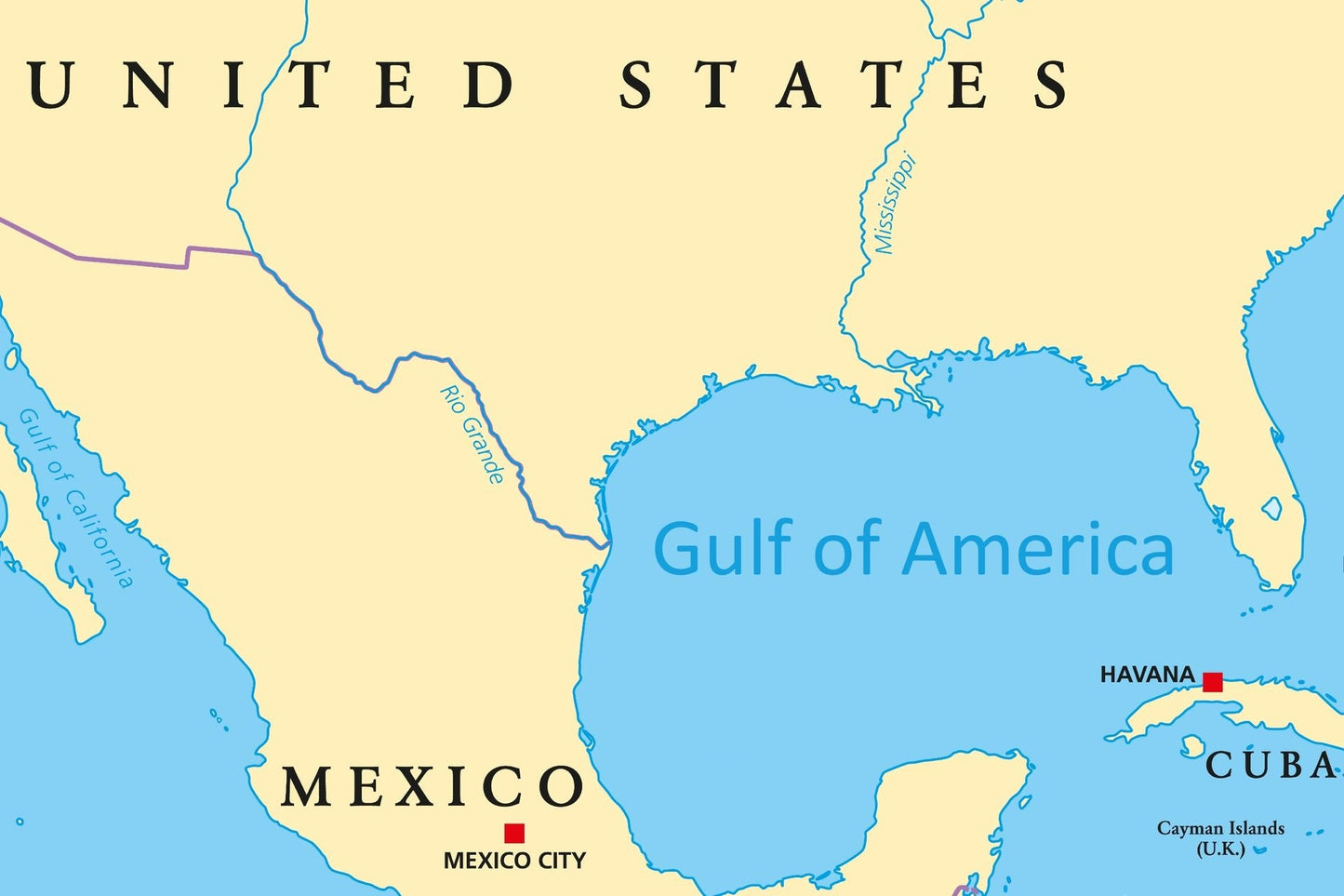 Gulf Of America Map Glossy Poster Picture Photo Print Banner  Booma Prints