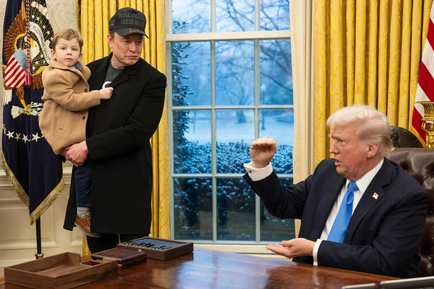 Musk Holding Son X Oval Office Glossy Poster Picture Photo Print Banner  Booma Prints