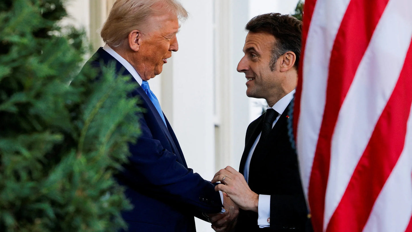 Trump Macron Handshake 2025 Glossy Poster Picture Photo Print Banner  Booma Prints