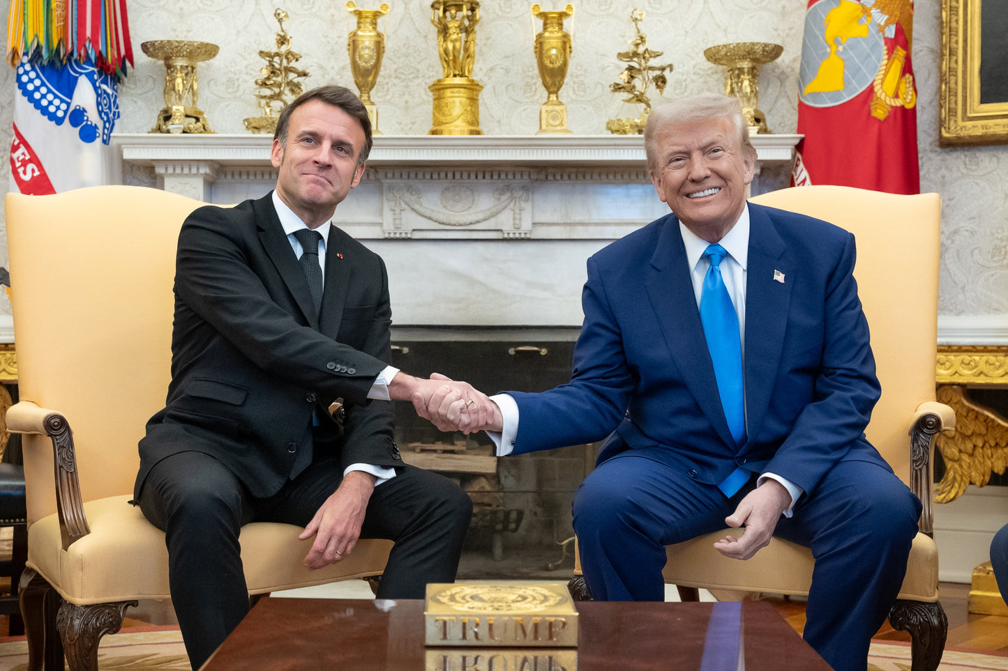 Trump Macron White House Handshake 2025 Poster Picture Photo Print Banner  Booma Prints