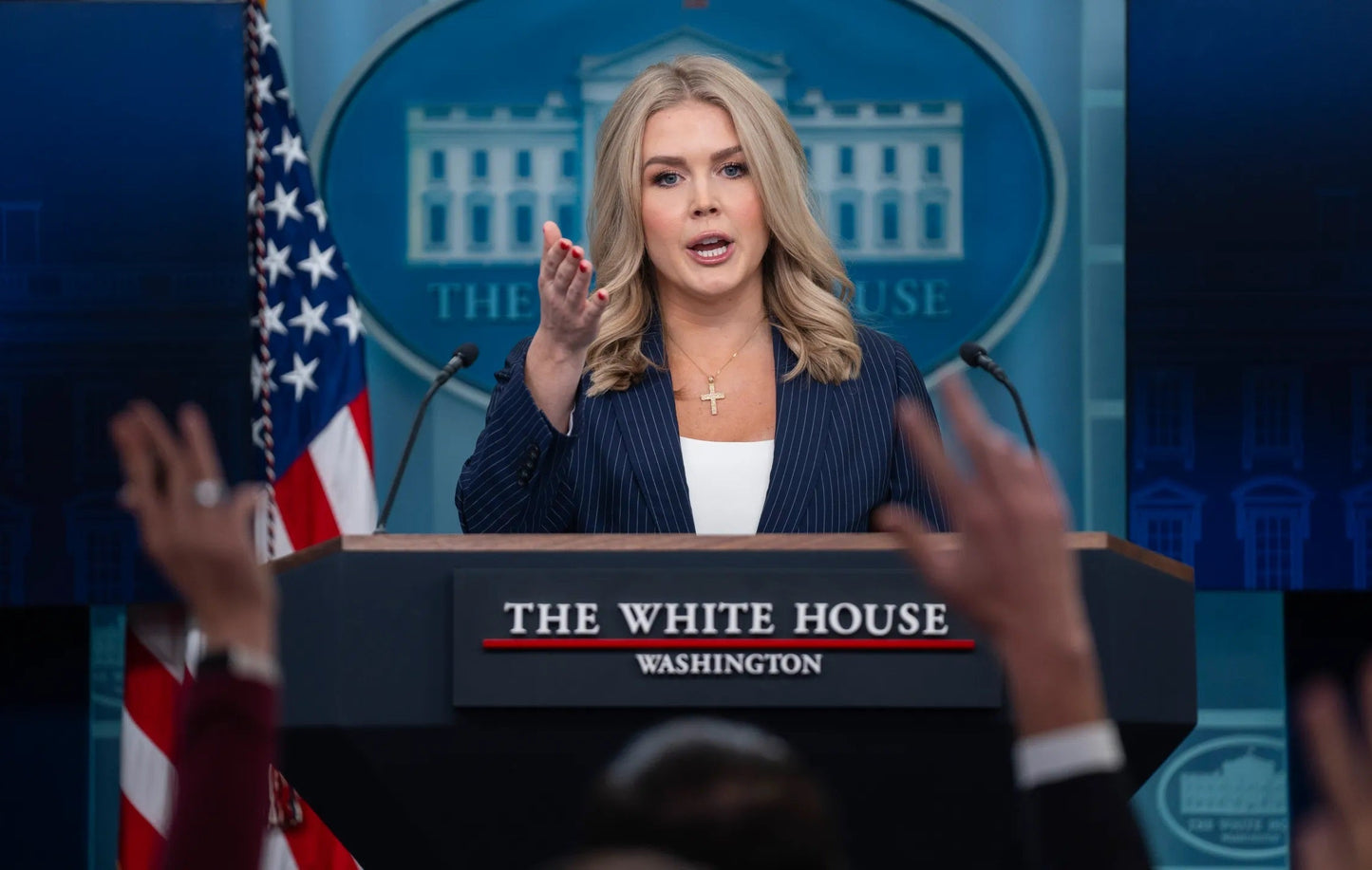 Karoline Leavitt Hands Press Sec Glossy Poster Picture Photo Print Banner  Booma Prints