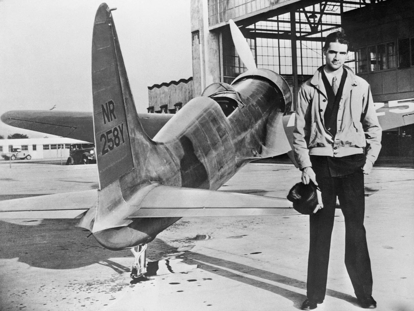 Howard Hughes Next To Plane Glossy Poster Picture Photo Print Banner  Booma Prints