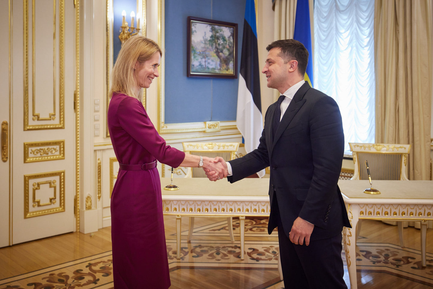 Kaja Kallas Zelenskyy Meeting Glossy Poster Picture Photo Print Banner  Booma Prints