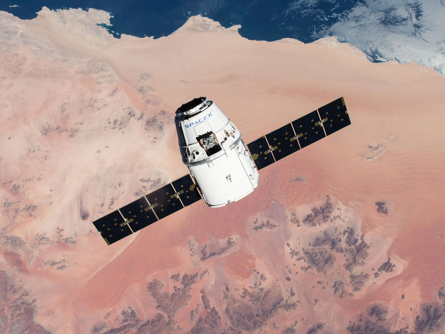 Spacex Dragon Flying Over Earth Glossy Poster Picture Photo Print Banner  Booma Prints