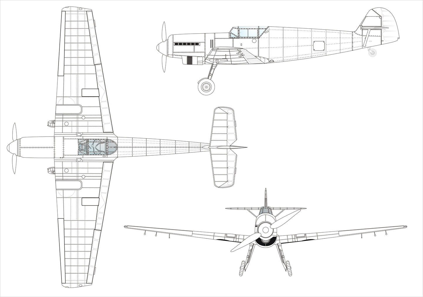 Messerschmitt Bf 109 Diagram Glossy Poster Picture Photo Print Banner  Booma Prints