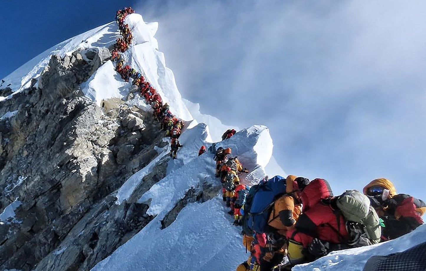 Mount Everest Climber Traffic Glossy Poster Picture Photo Print Banner  Booma Prints