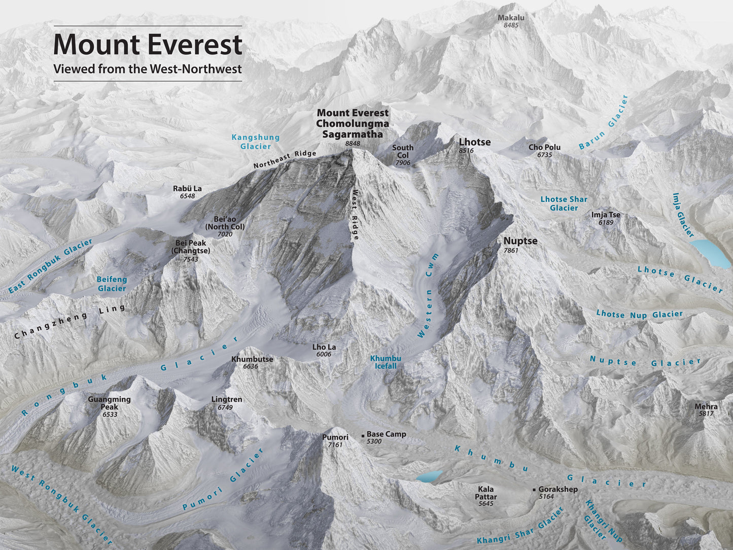 Mount Everest 3D Geography View Glossy Poster Picture Photo Print Banner  Booma Prints