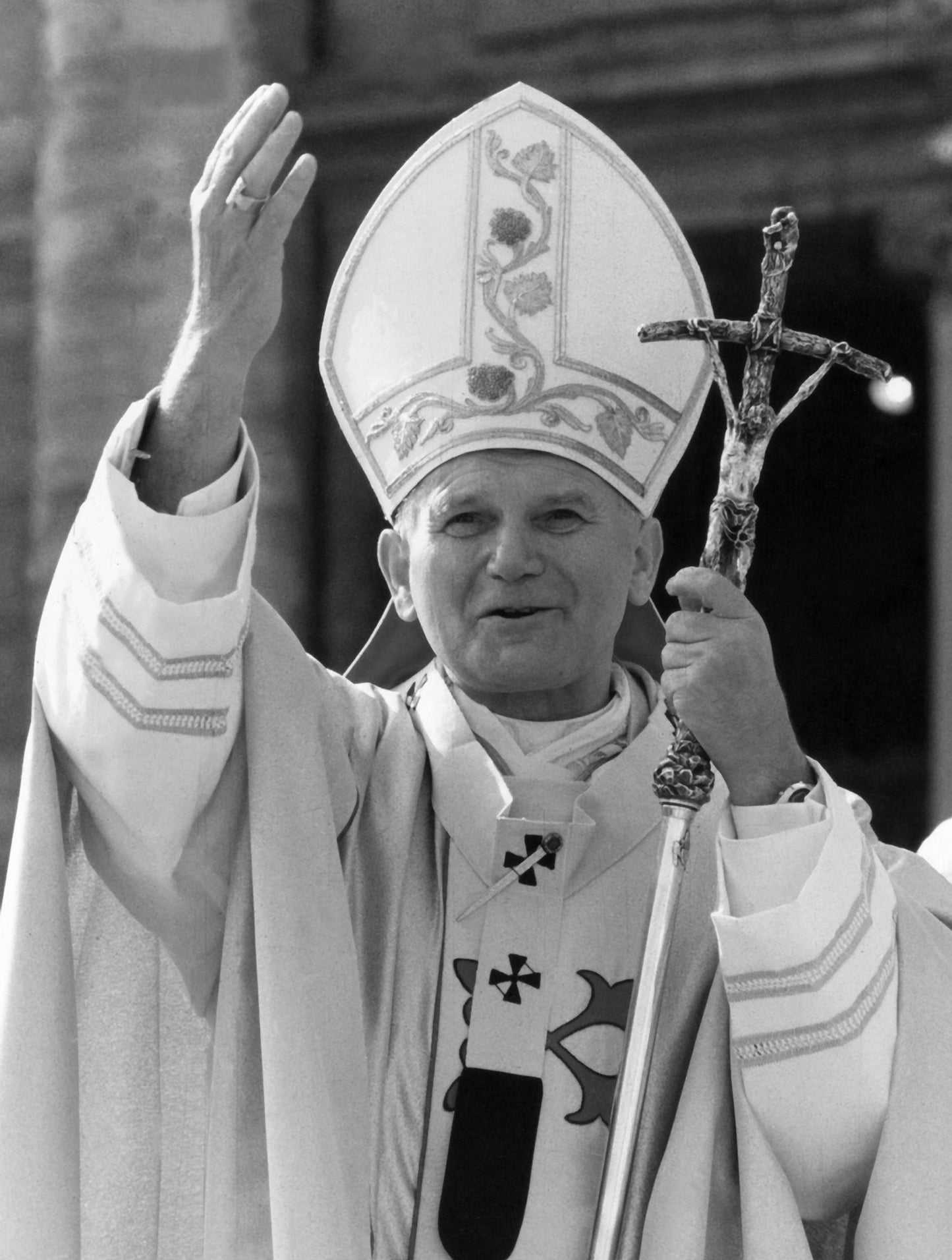 Saint Pope John Paul Ii Black & White Poster Picture Photo Print Banner  Booma Prints