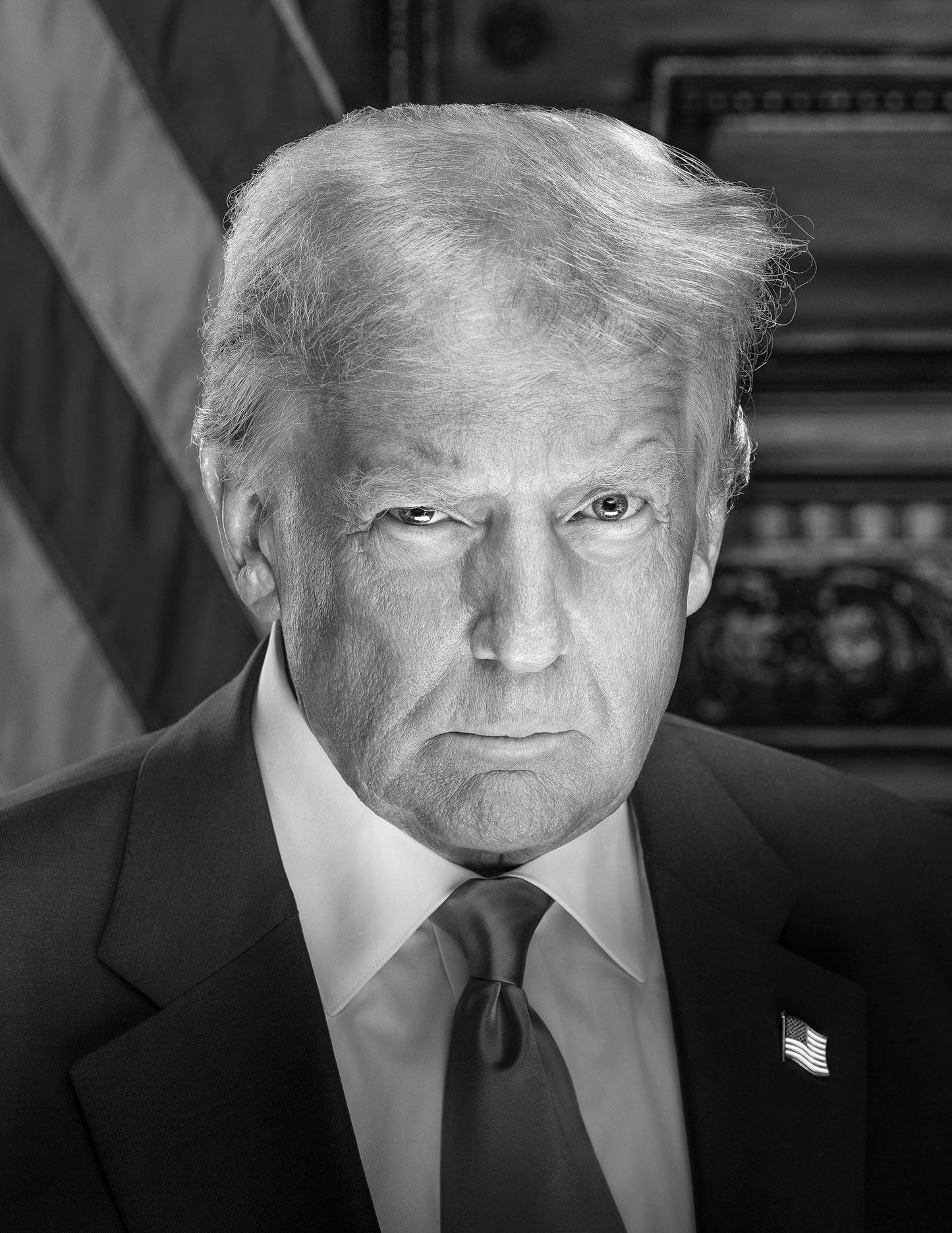 Donald Trump 2025 Portrait Black/White Poster Picture Photo Print Banner  Booma Prints