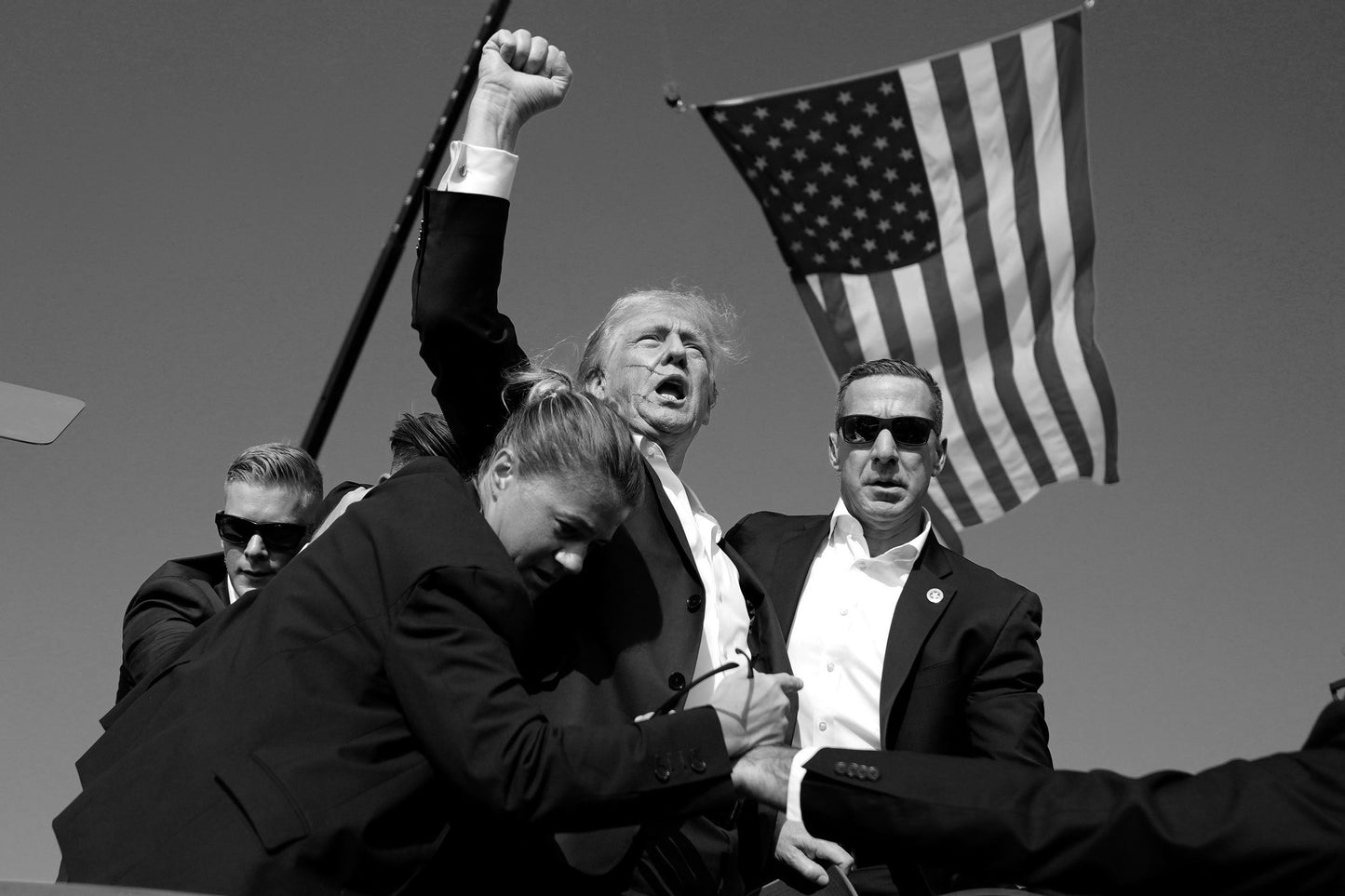 Trump Rally Shooting Black & White Poster Picture Photo Print Banner  Booma Prints