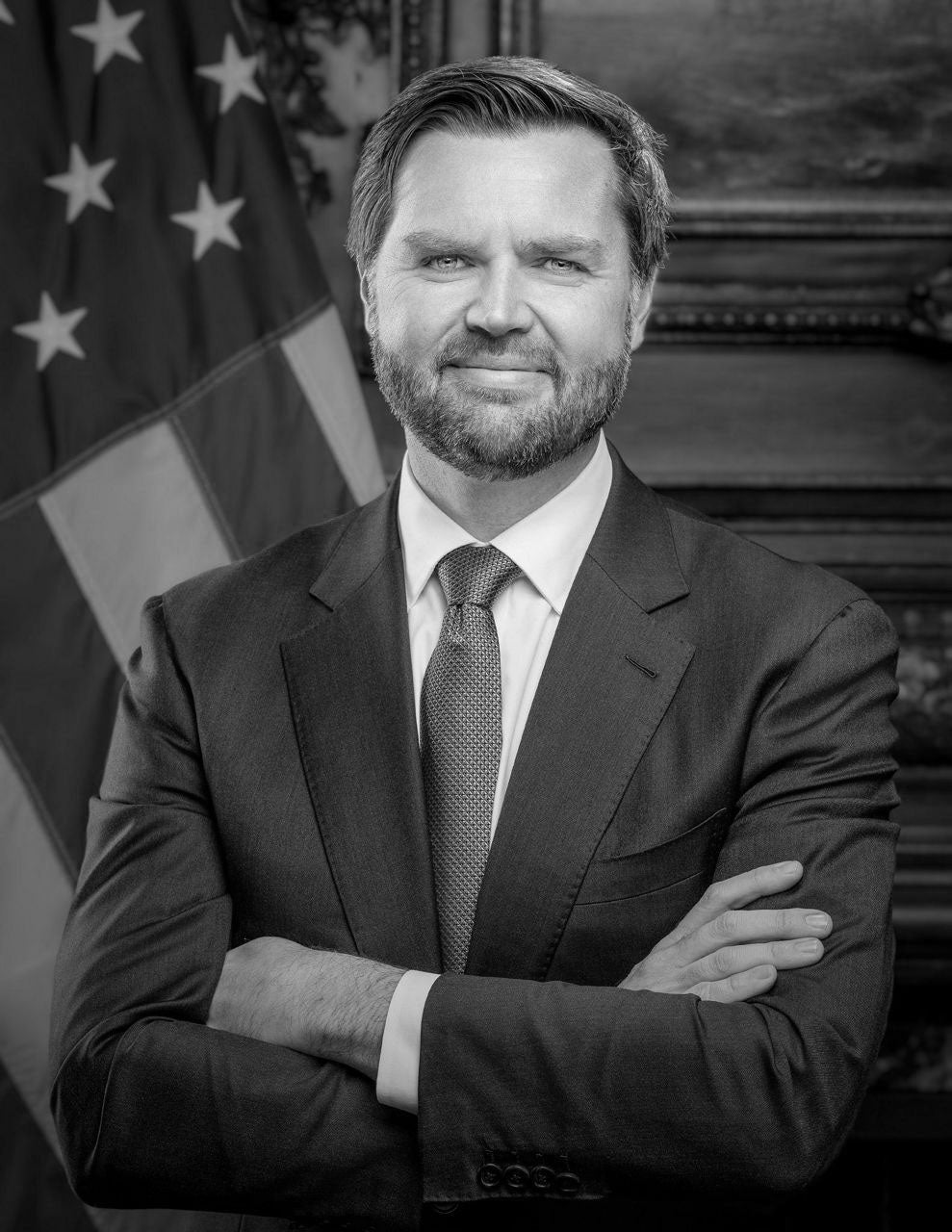 Jd Vance Portrait Black & White Glossy Poster Picture Photo Print Banner  Booma Prints