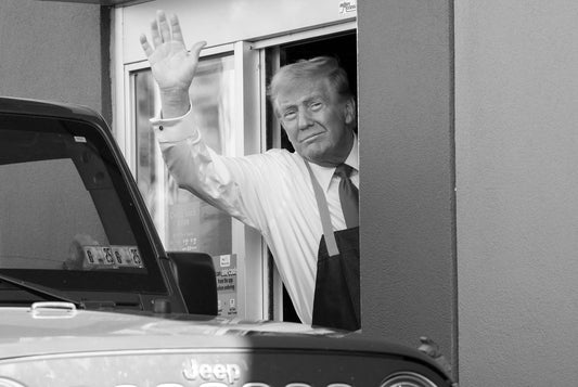 Trump Waving Mcdonalds Black & White Poster Picture Photo Print Banner  Booma Prints