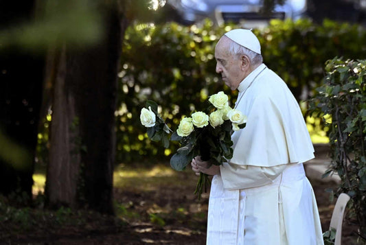 Pope Francis Carrying Flowers Glossy Poster Picture Photo Print Banner  Booma Prints