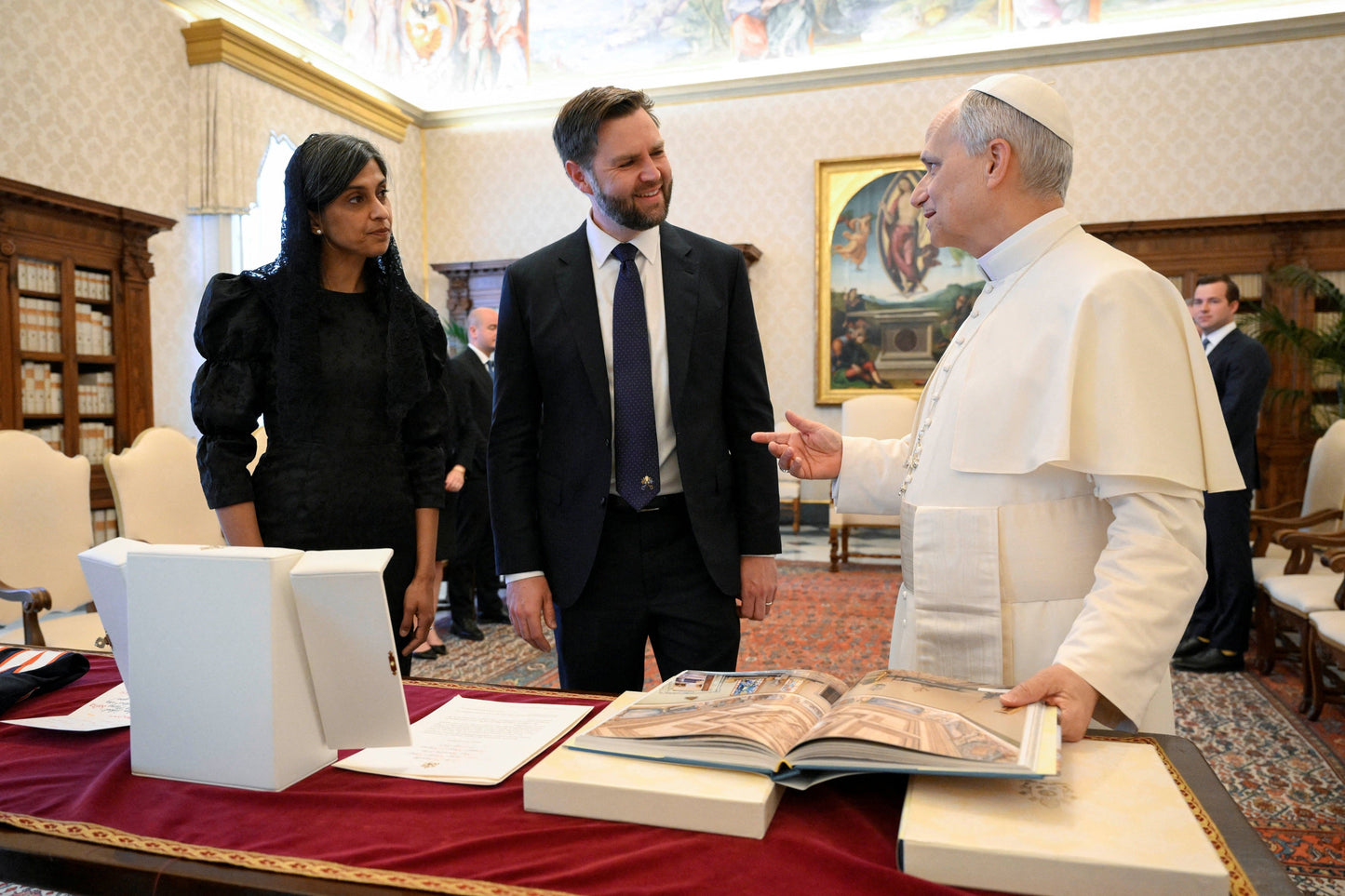 Pope Leo Xiv Jd Usha Vance Meeting Poster Picture Photo Print Banner  Booma Prints