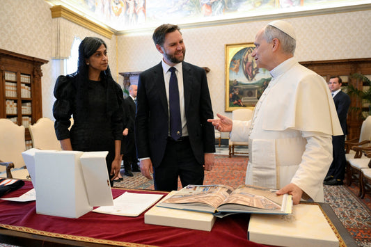 Pope Leo Xiv Jd Usha Vance Meeting Poster Picture Photo Print Banner  Booma Prints
