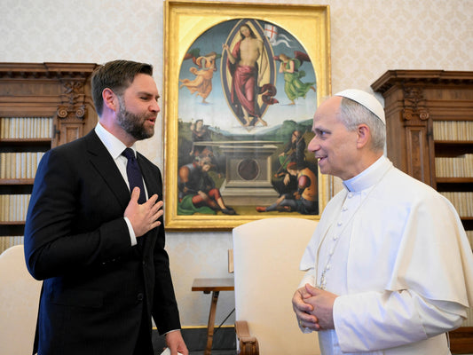 Pope Leo Xiv Jd Vance Meeting Usa Glossy Poster Picture Photo Print Banner  Booma Prints