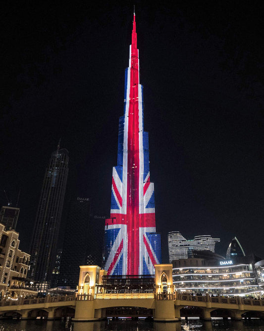Burj Khalifa Uk Flag Glossy Poster Picture Photo Print Banner  Booma Prints