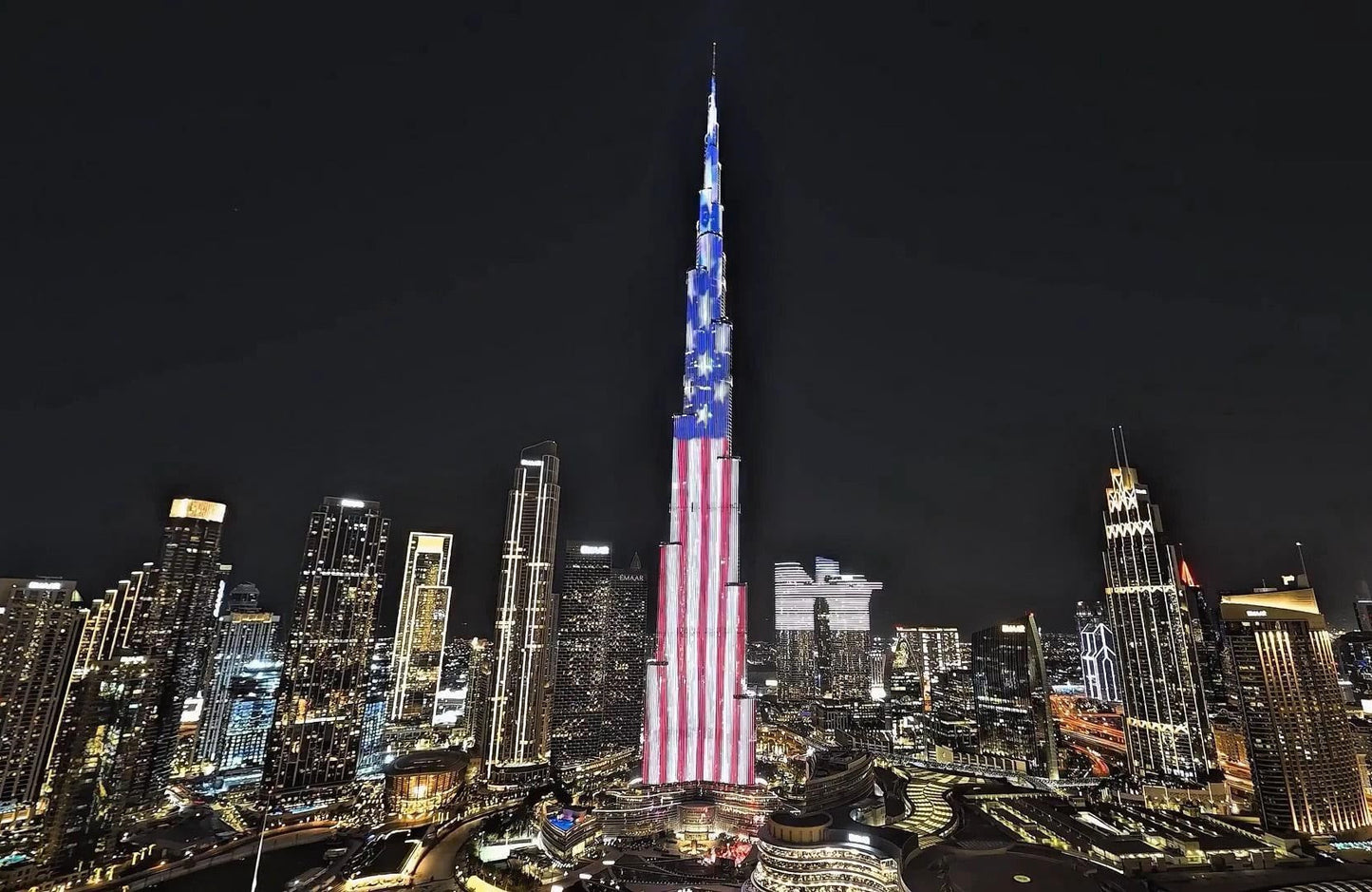 Burj Khalifa Usa Flag Glossy Poster Picture Photo Print Banner  Booma Prints