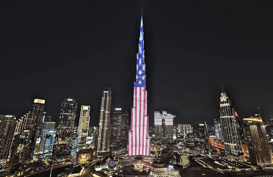 Burj Khalifa Usa Flag Glossy Poster Picture Photo Print Banner  Booma Prints