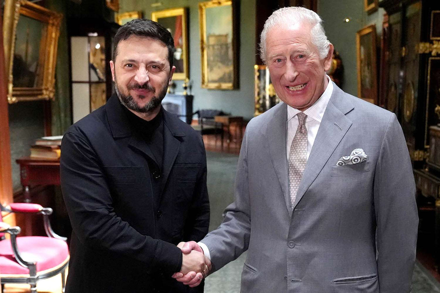 Zelenskyy King Charles Meeting Glossy Poster Picture Photo Print Banner  Booma Prints