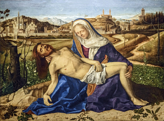 Pieta Mary Cradling Jesus Glossy Poster Picture Photo Print Banner  Booma Prints