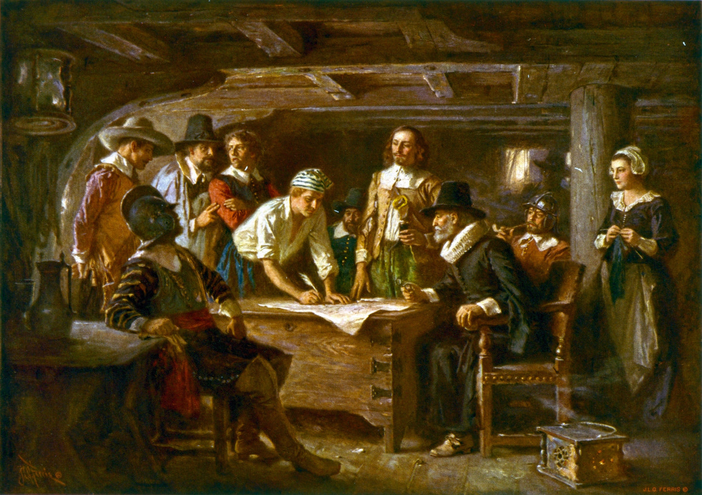 Signing The Mayflower Compact 1620 Glossy Poster Picture Photo Print Banner  Booma Prints