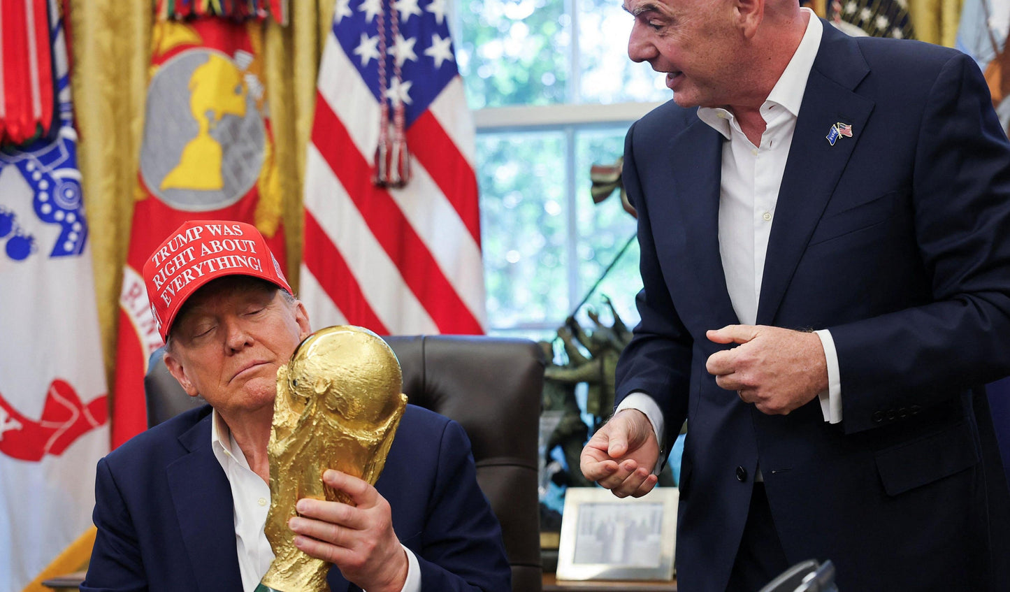 Trump Admiring World Cup Trophy Glossy Poster Picture Photo Print Banner  Booma Prints