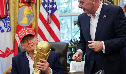 Trump Admiring World Cup Trophy Glossy Poster Picture Photo Print Banner  Booma Prints