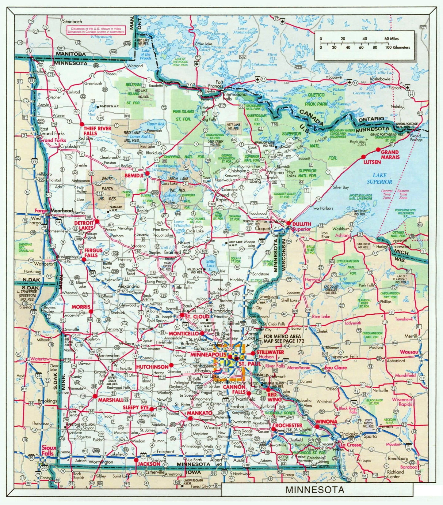 Minnesota State Road Map Glossy Poster Picture Photo Banner Political Booma Prints