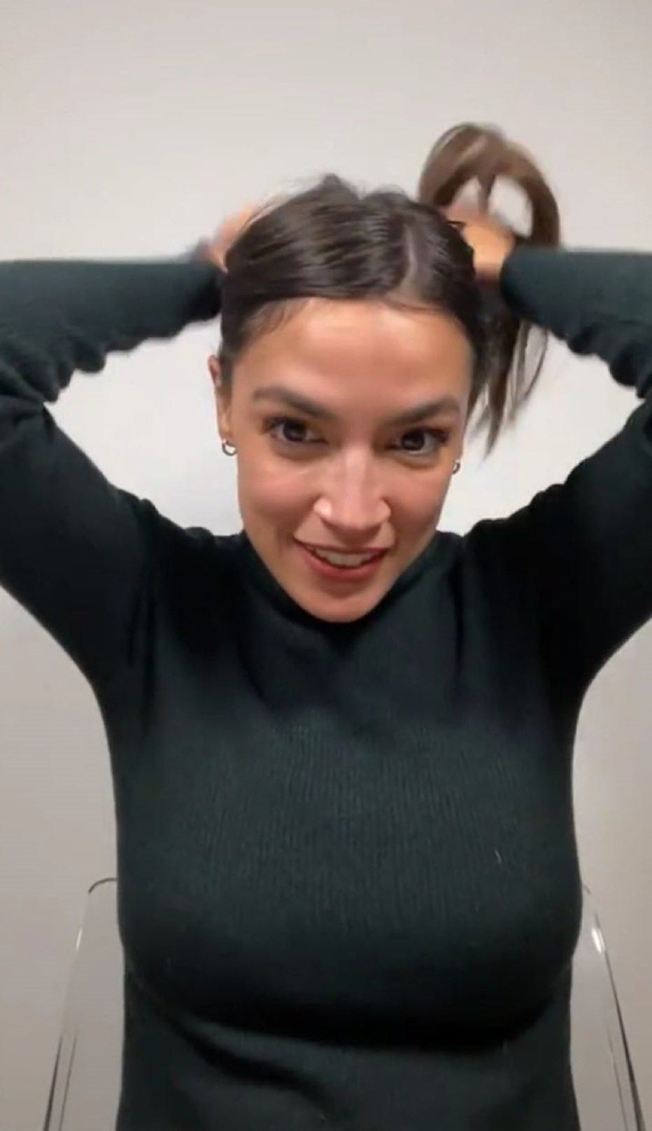 Alexandria Ocasio Cortez Aoc Tying Hair Glossy Poster Picture Photo Print Ny Booma Prints