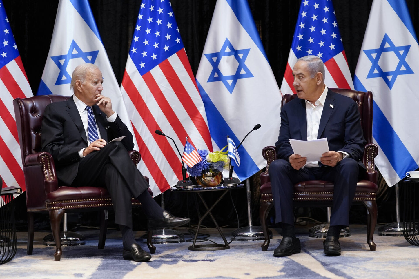 Joe Biden Netanyahu 2023 Glossy Poster Picture Photo Print Banner Meeting Booma Prints