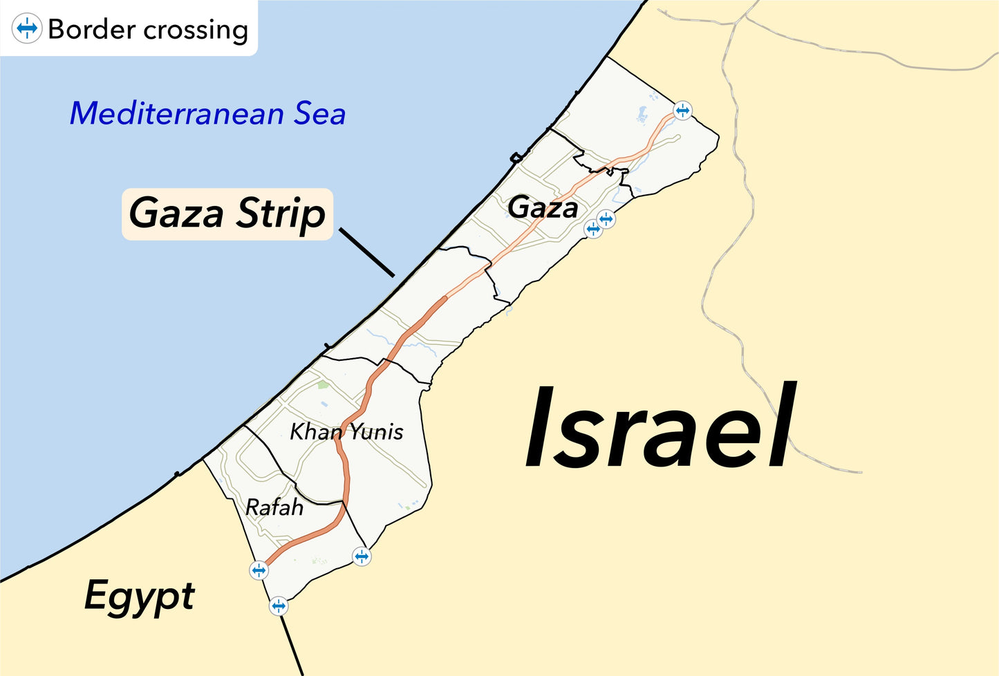 Gaza Strip Israel Map Glossy Poster Picture Photo Print Banner Booma Prints