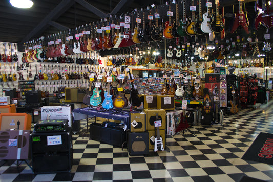 Electric Guitar Store Glossy Poster Picture Photo Banner Print Booma Prints