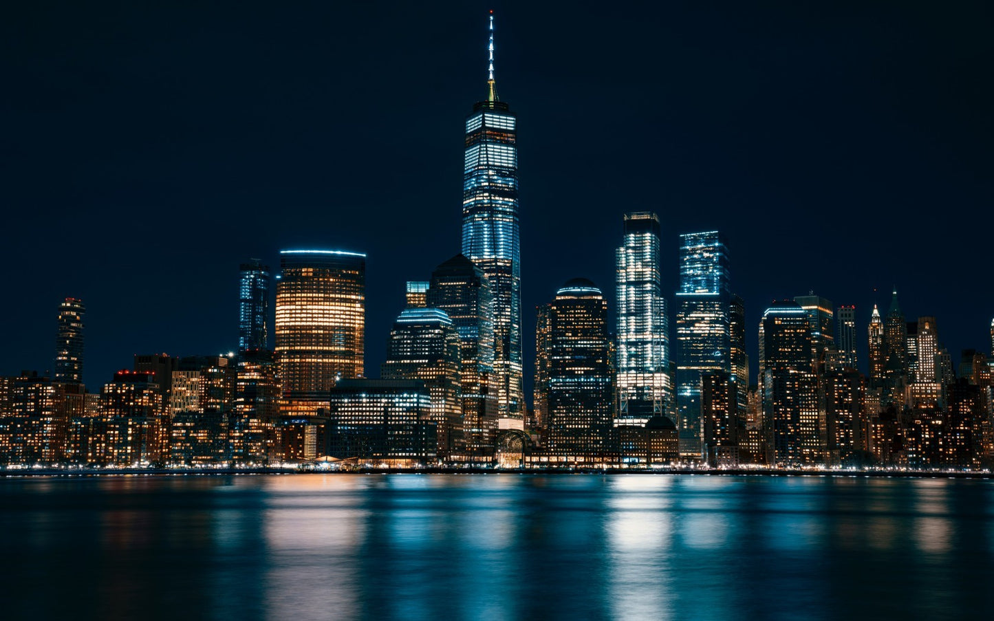 Manhattan New York City Skyline Night Wtc Glossy Poster Picture Photo Print Booma Prints