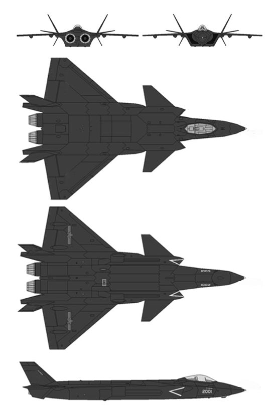 Chengdu J-20 Fighter Schematic Diagram Glossy Poster Picture Photo Print Booma Prints