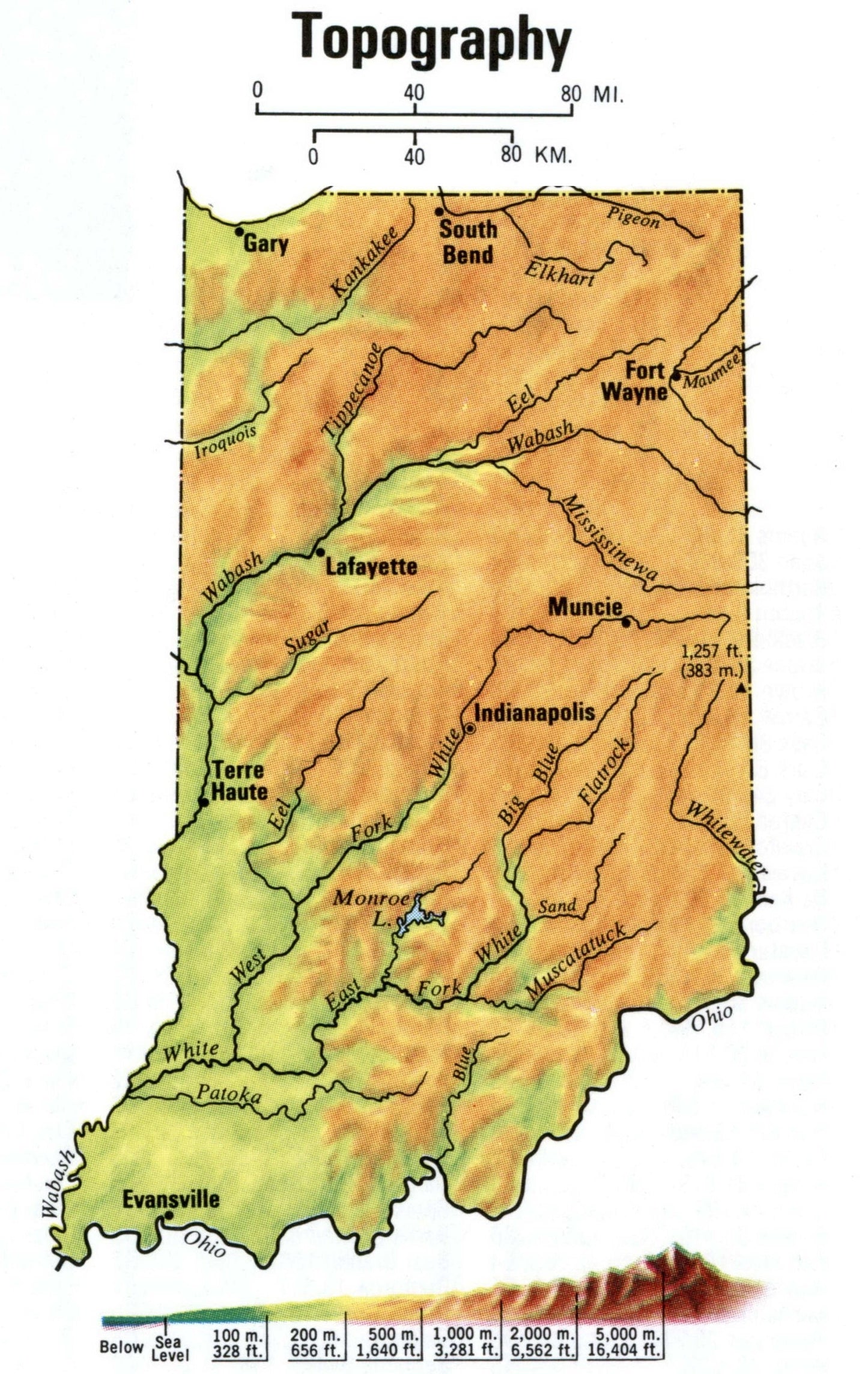 Indiana Topography Map In Glossy Poster Picture Photo Print Banner Booma Prints