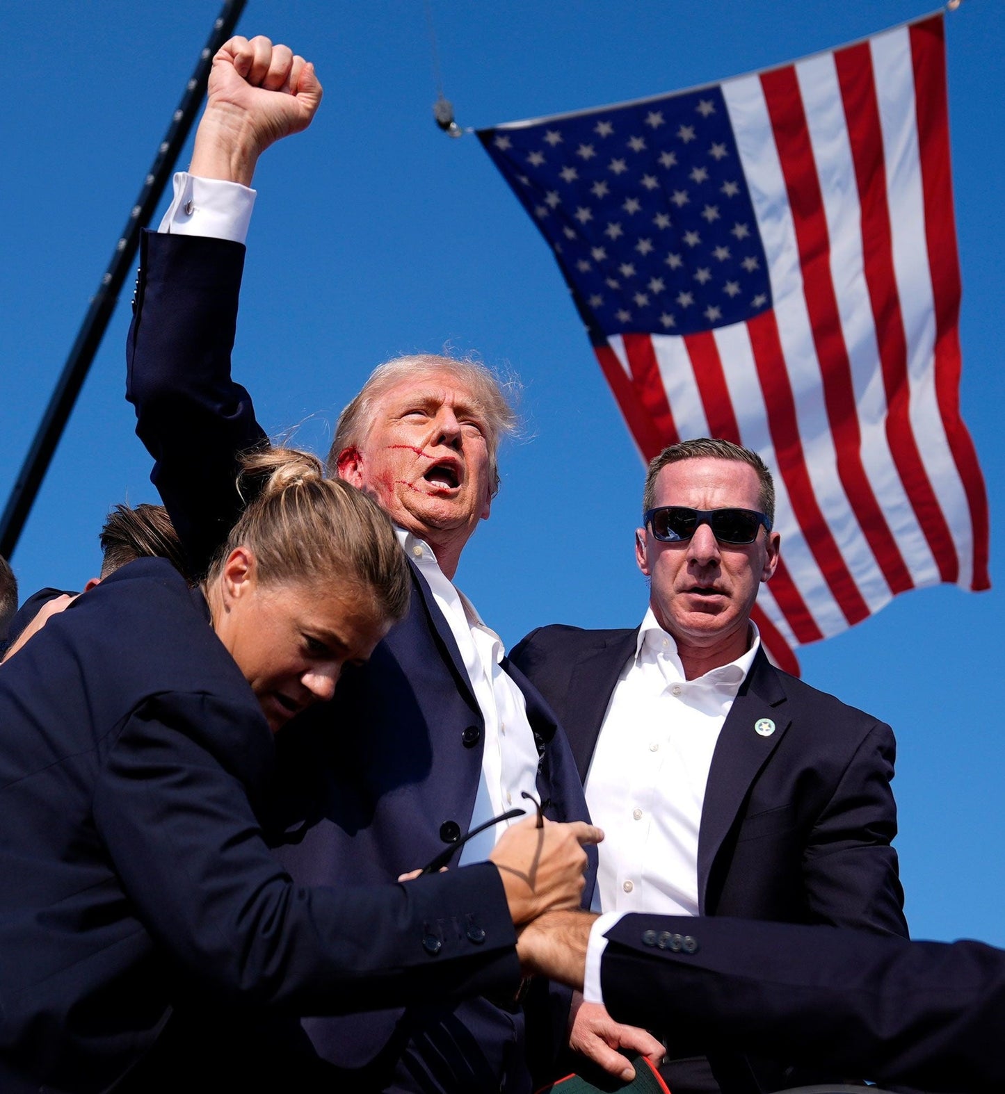 Donald Trump Shot Flag Fist Pump Glossy Poster Picture Photo Print Banner Booma Prints