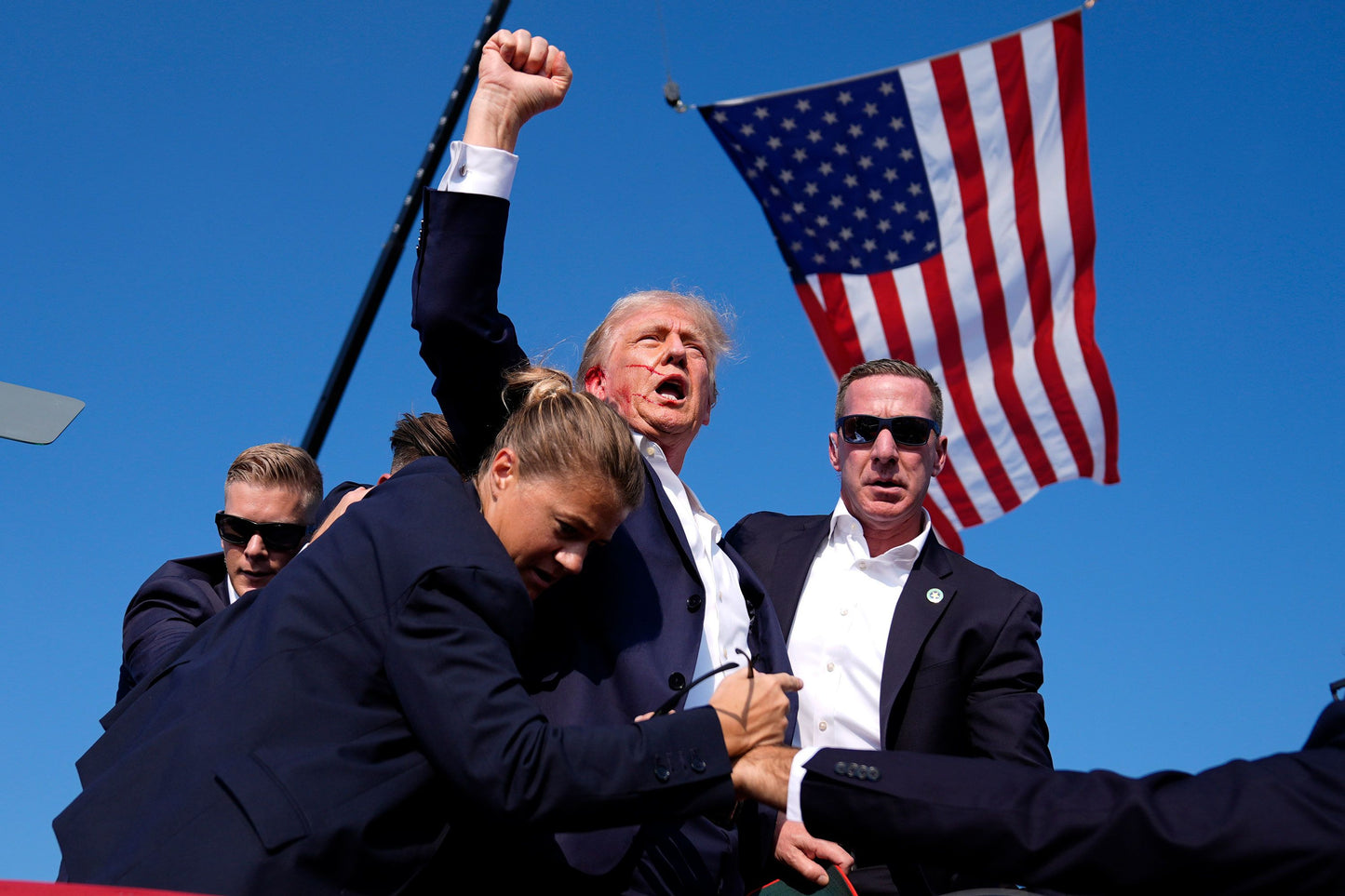 Trump American Flag Rally Shooting Glossy Poster Picture Photo Print Banner Booma Prints