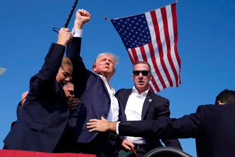 Trump American Flag Shooting Usa Glossy Poster Picture Photo Print Banner Booma Prints